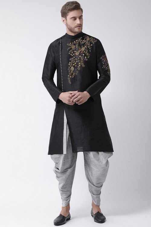Buy 62 7XL Size Angrakha Black Kurta Pajama Online for Men in USA