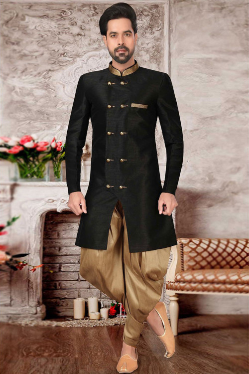 Buy Indian Ethnic Black Colour Indo Western for Men,wedding Indowestern,jacket  Style Indowestern for Reception,black Front Open Indowestern Online in  India - Etsy
