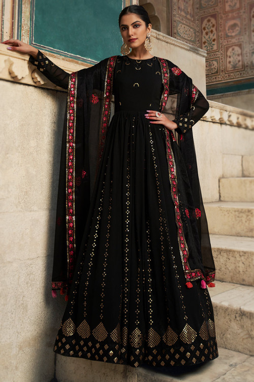 Black Georgette Anarkali Gown Anarkali Suit