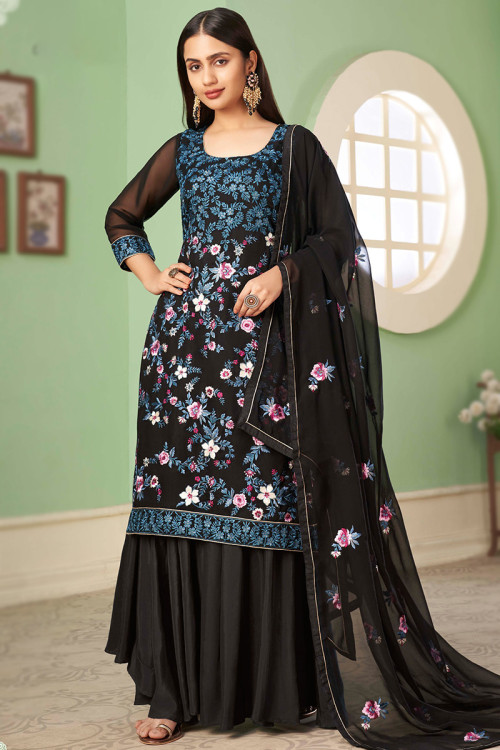 Salwar Kameez Collection Elegant Black Palazzo Pant Salwar Kameez