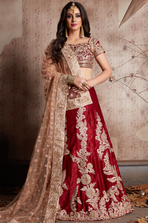 Red Velvet Lehenga with Velvet Choli