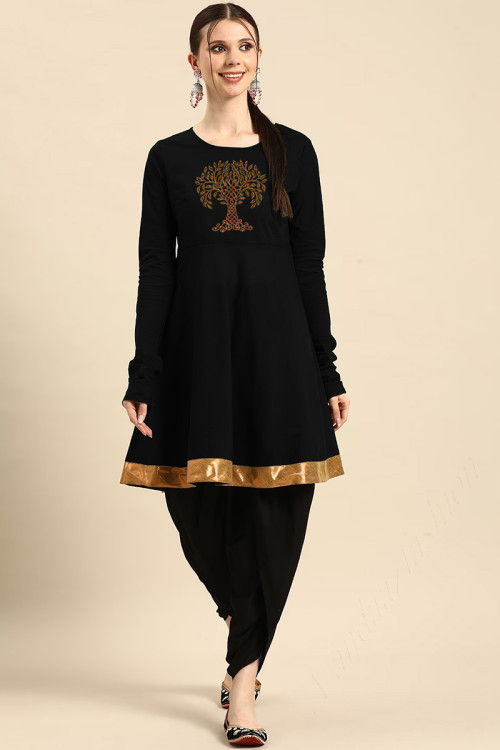 Buy Frock Style Black Pakistani Plus Size Kurtis Online for Women in USA