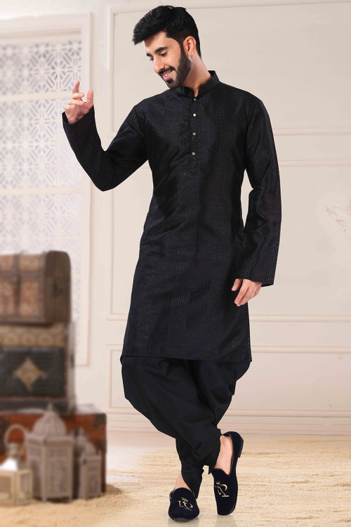 Buy 52 XXL Size Black Sequins Work Kurta Pajama Online for Men in USA