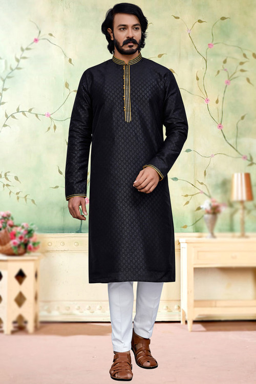 Black kurta punjabi sale