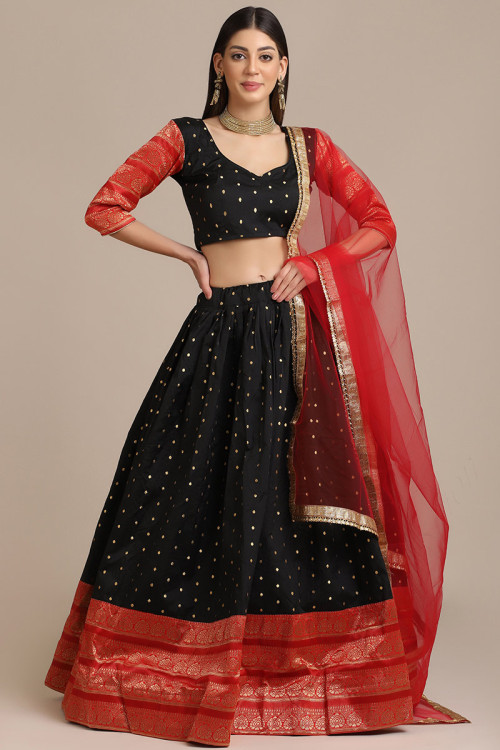 Buy 34 XS Size Kanchipuram Silk Black Lehenga Choli Online for Women in UK