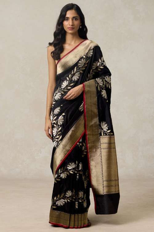 Black Silk Woven Zari Light Weight Saree