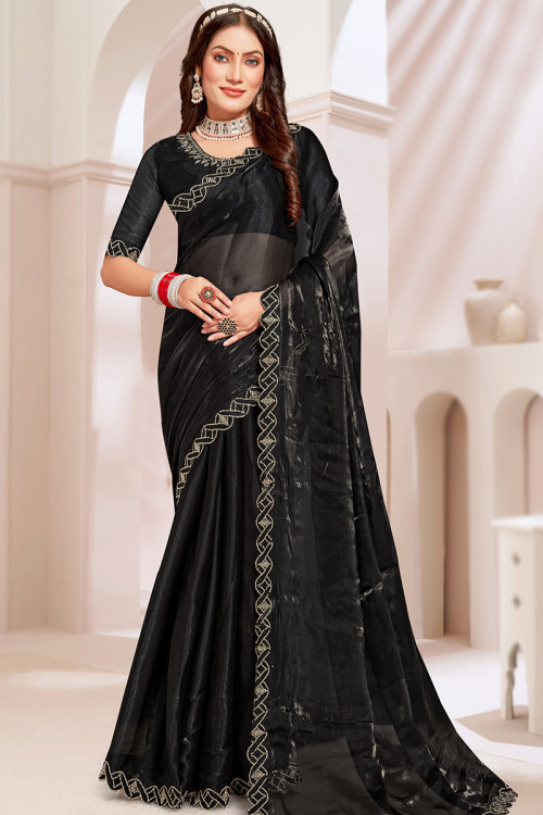 Buy Black Stone Work Sarees Online for Women in USA