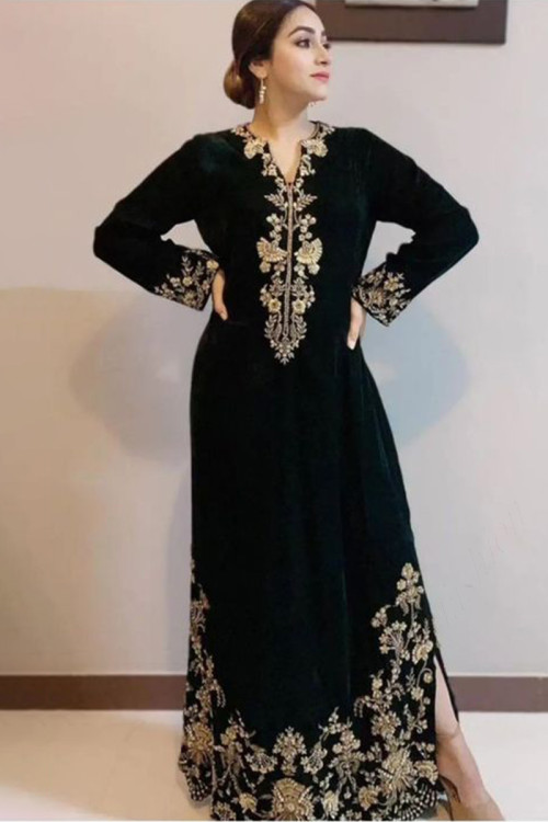 Black Velvet Embroiderd Anarkali Gown