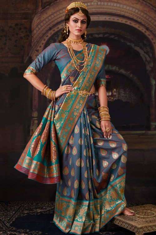 Buy 50/XL-2 Size Grey Plus Size Sarees Online for Women in USA