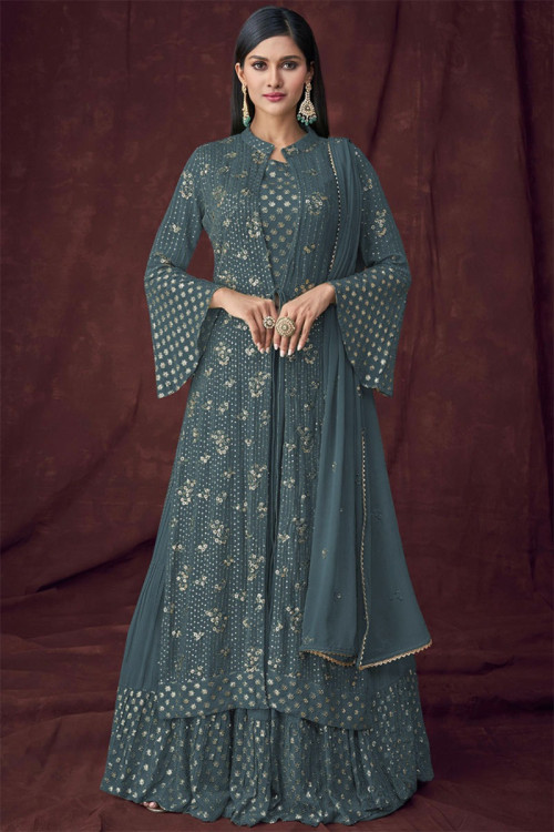 Sharara suit with jacket on sale