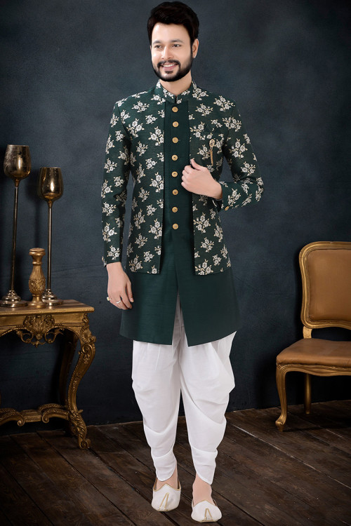 Traditional Pista Green Color Indowestern  Green suit men, Designer suits  for men, Indian men fashion