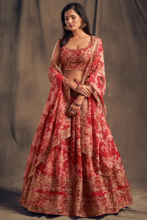 Indian Modern Bridal Outfit: Red shaded Sequin Lehenga Choli – B Anu Designs-thephaco.com.vn
