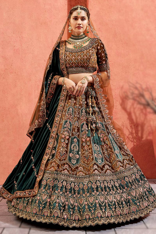 Bridal Lehenga Choli, Size : M, S, XL, XXL, Color : Creamy, Dark Red,  Green, Light Brown, Pink at Best Price in Ghaziabad