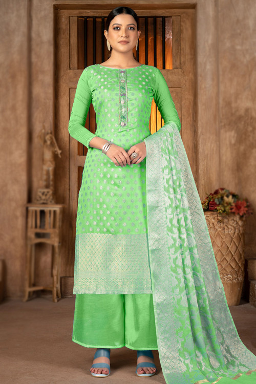 Green Color Designer Trouser Suits Online for Women - Andaaz Fashion