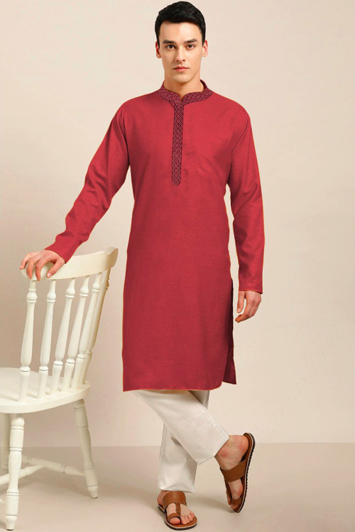 Red Eid Special Pakistani Kurta Pajama For Men