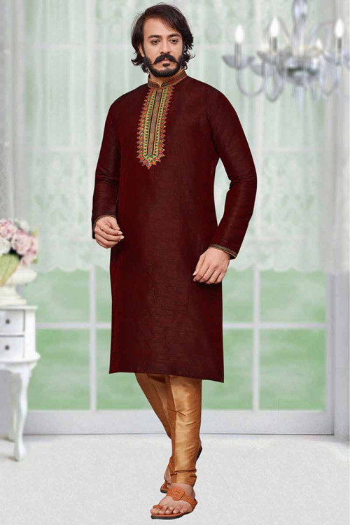 Maroon colour best sale kurta pajama design
