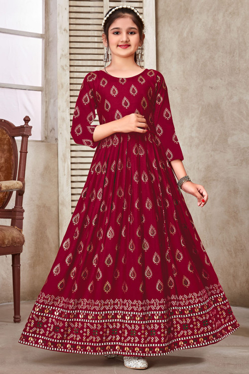 Latest maroon cotton printed salwar suit for girls - G3-GSS1975 |  G3fashion.com