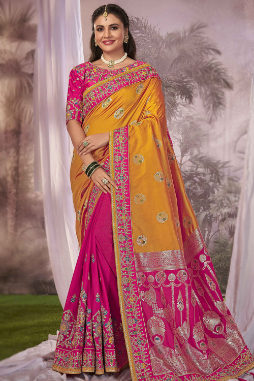 Half saree type silk sarees clearance