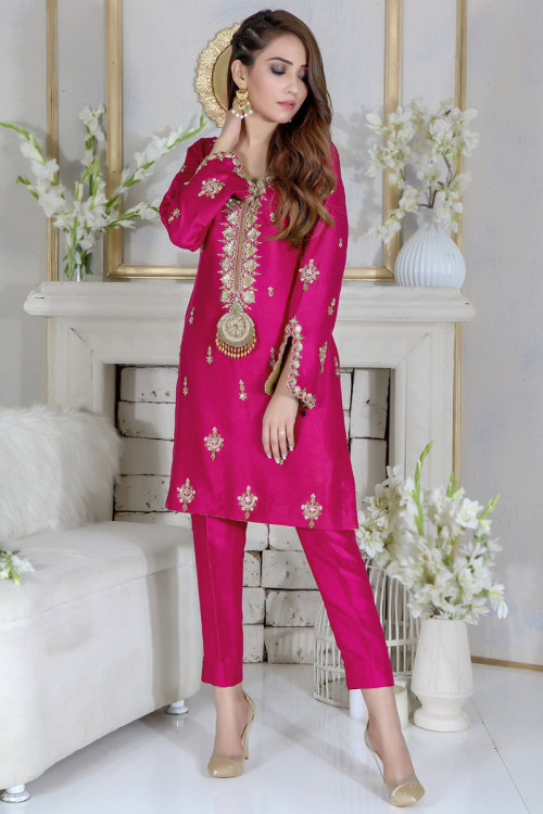 Buy Pink Christmas Sequins Work Straight Trouser Suits Online for Women in Malaysia