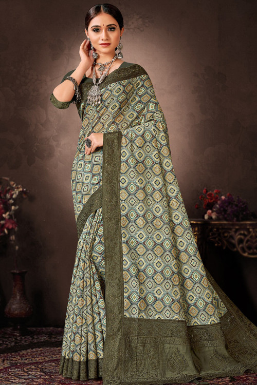 Chanderi Silk Multi Color Embroidered Saree