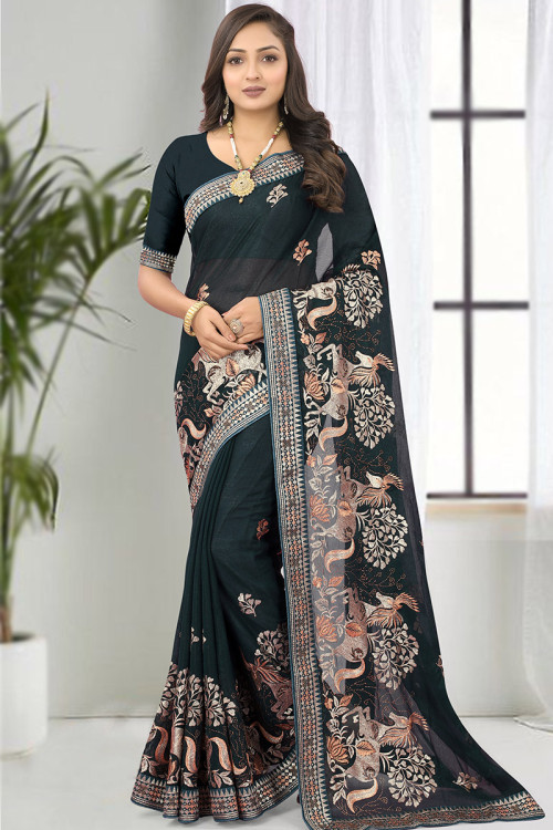 Buy Impressive Grey Banglory Silk Party Wear Saree With Blouse From Ethnic  Plus