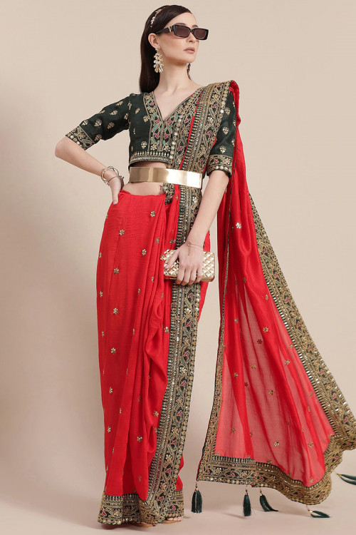 Buy Red Sarees for Women by WUXI Online