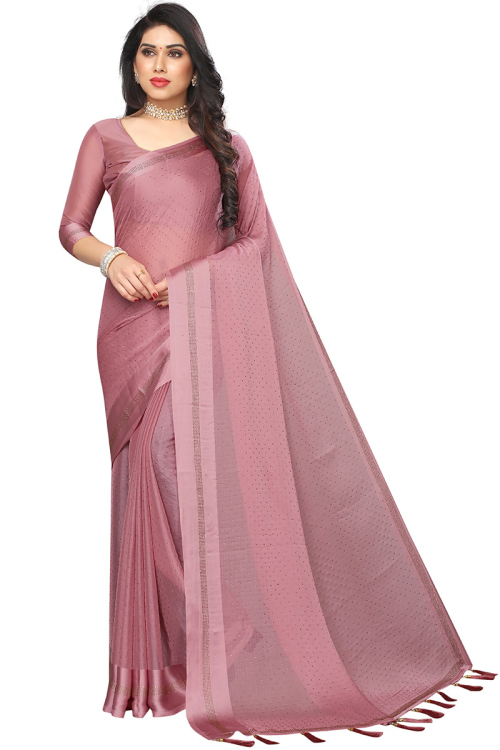 Chiffon Silk Saree In Mauve Pink Color