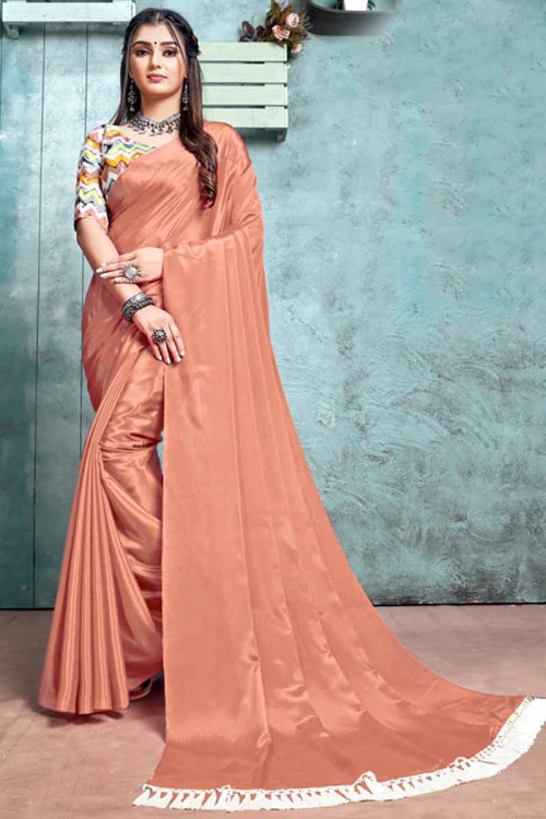 Brown Party Wear Silk Saree With Floral Blouse Saree 4786SR06