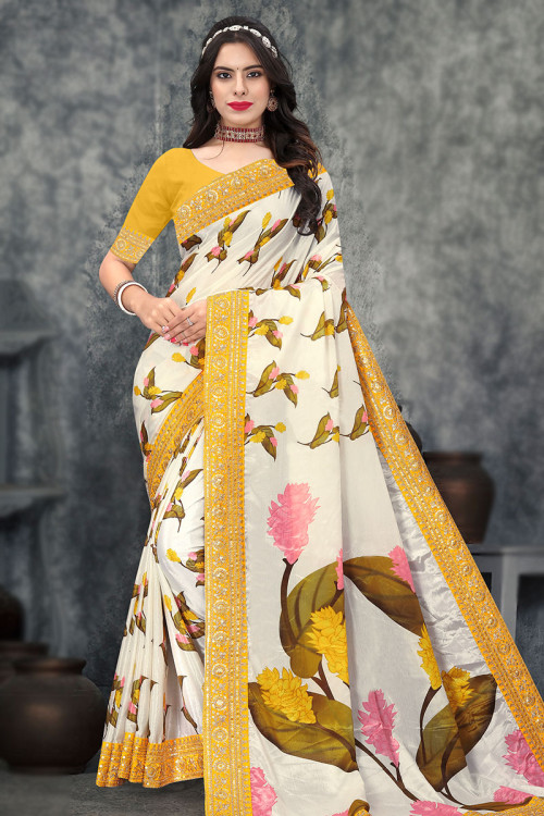 Buy White Lace Work Sarees Online for Women in Malaysia