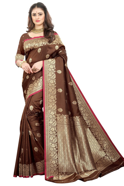 Buy Vijodhya Solid/Plain Bollywood Georgette Brown Sarees Online @ Best  Price In India | Flipkart.com