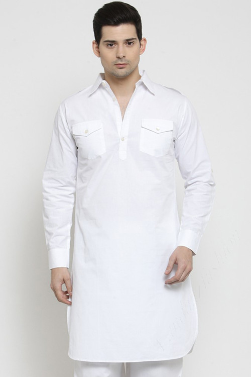 White kurta pajama on sale pattern