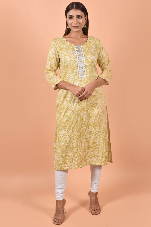 Cotton Trombone Yellow Kurti