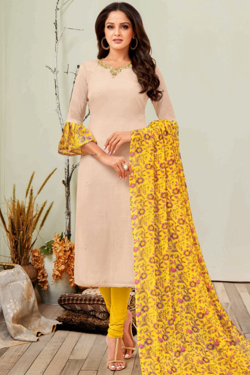 Cream discount colour churidar