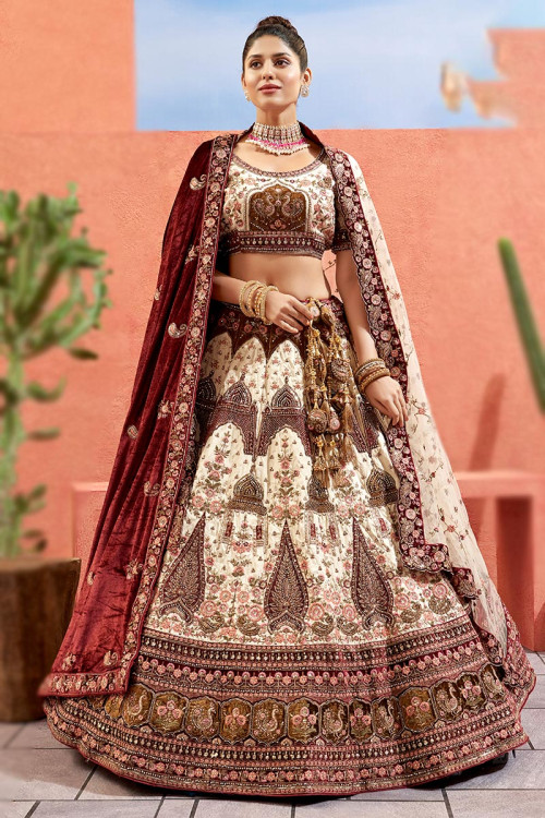 Buy Blue Tulle Embroidered Cutdana Floral Embellished Bridal Lehenga Set  For Women by Midushi Bajoria Online at Aza Fashions.