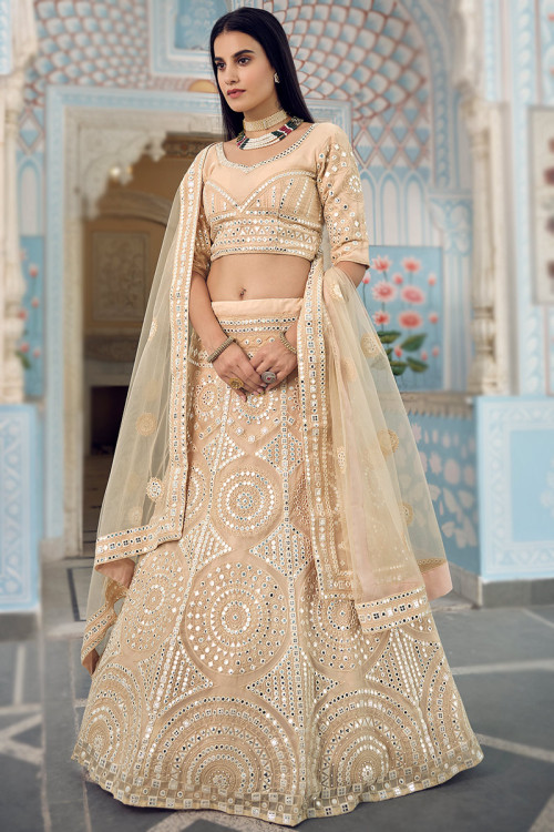 Cream lengha store