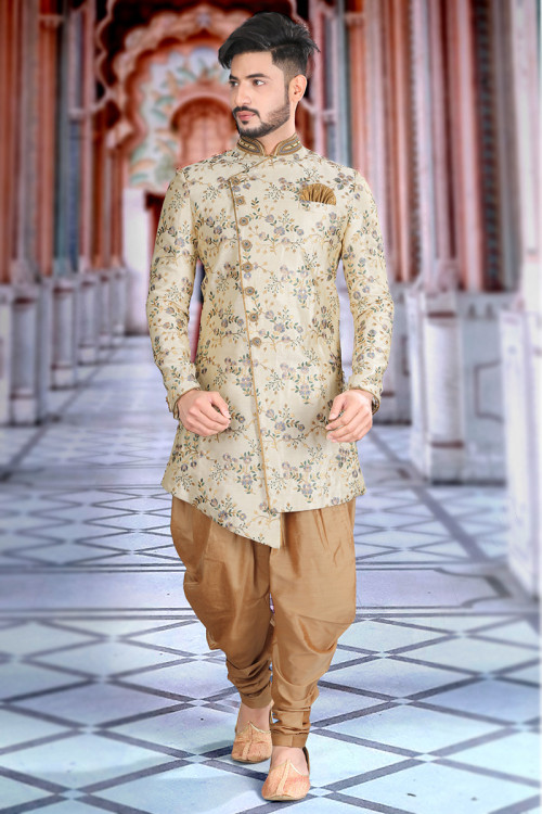 Buy Yellow Dupion Silk Kurta and Antique Color Churidar Pajama For Diwali  Online - MENV2205 | Appelle Fashion