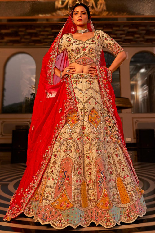 Cream lehenga bridal new arrivals