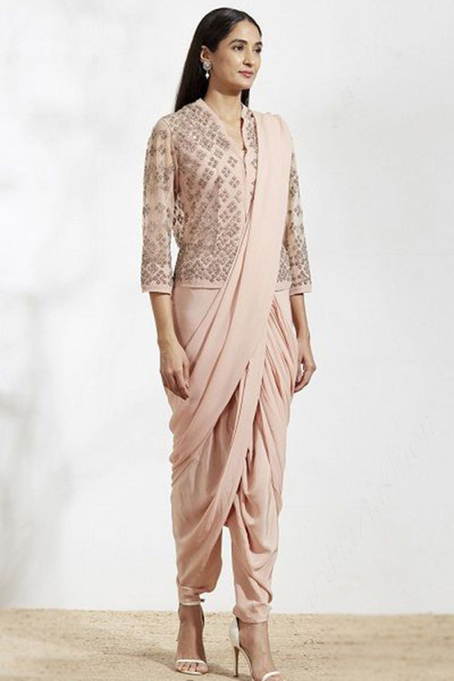 Indo Western Dhoti Style Saree Draping|Different Style Saree Draping|Indo  Western Dress|2020 - YouTube | Indo western dress, Western dresses, Saree  designs