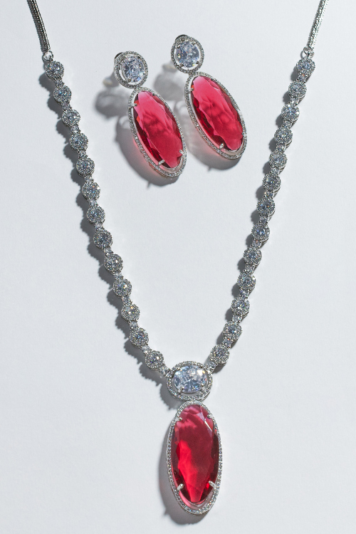 Crimson Glow Ruby And Diamond Jewelry Set