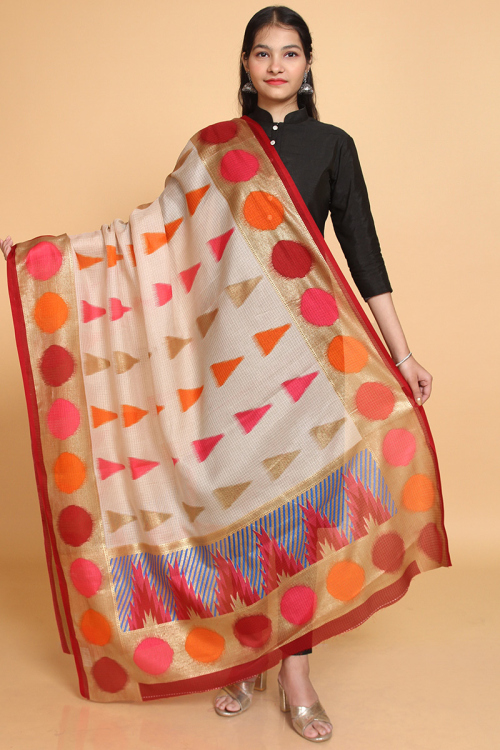 Dusty Peach Net Dori Embroiderd Dupatta