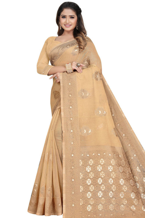 Buy Daily Wear Latest Beige Printed Cotton Saree Online From Surat  Wholesale Shop.