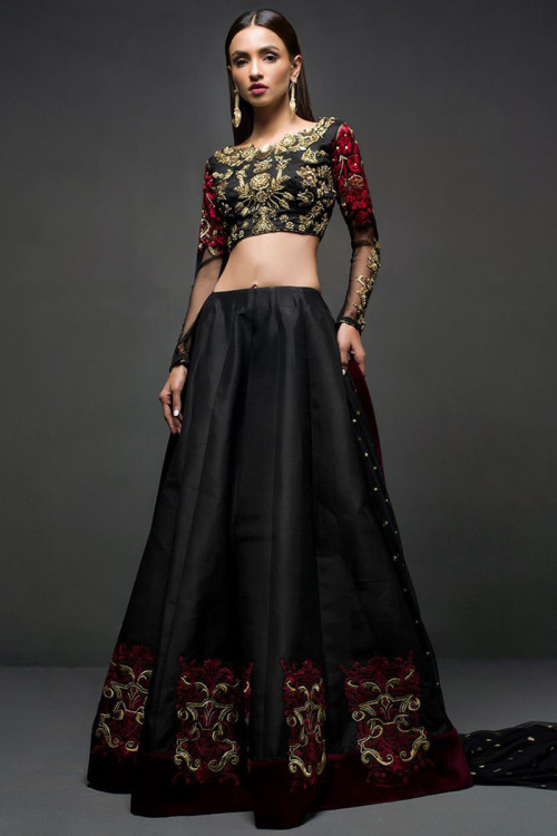 Buy Ivory Chanderi Silk Embroidered Resham Thread Work Bridal Lehenga Set  For Women by Rohit Bal Online at Aza Fashions.