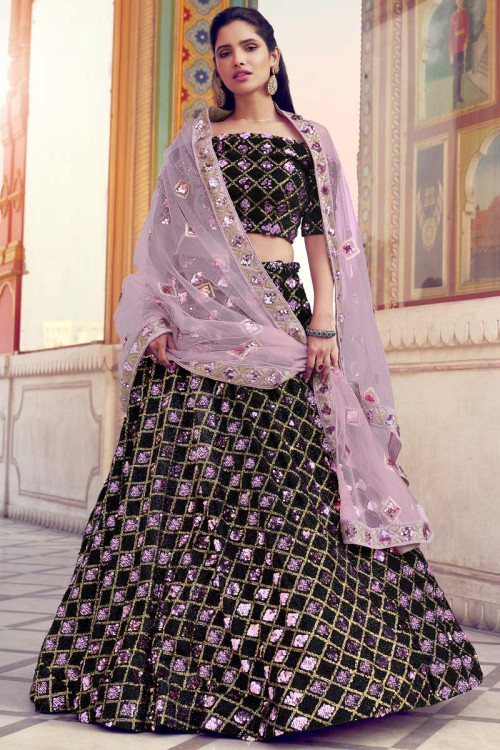 Contemporary lehenga in multicolor sequin - Black | Best Sellers Lehengas |  Chiro's By Jigyasa