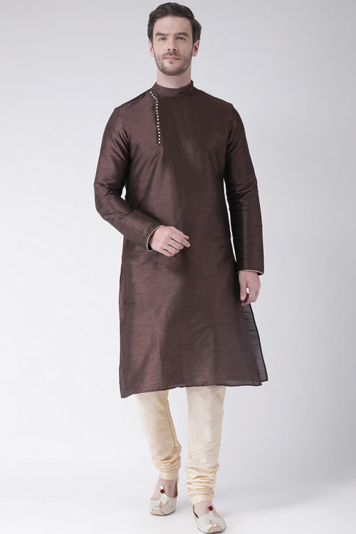 Royal Blue Churidar Party Wear Men Kurta Pajama in Dupion Silk