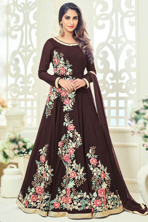 Brown Anarkali Dress Online: Latest Designs of Brown Anarkali Dresses  Shopping