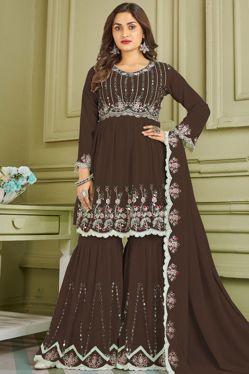 Little Krishna Ethenic Wear Baby Girls Cotton Frock Style Kurti with  Printed Sharara Dress (Dark Pink -12-18 Months) : Amazon.in: Fashion