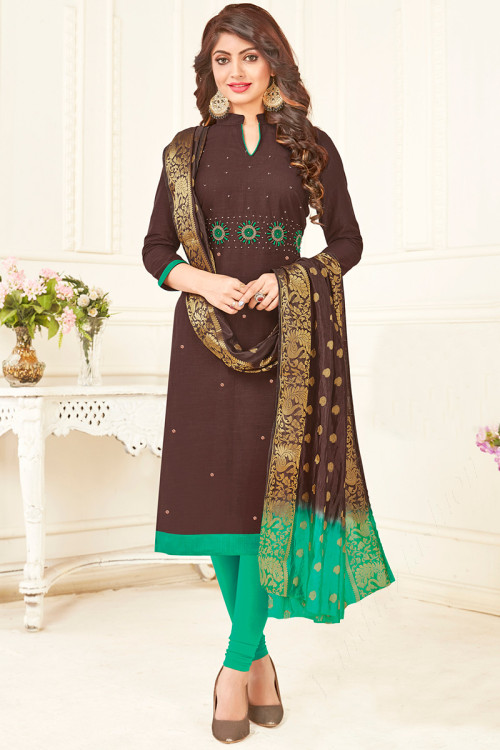 Yellow and Green Embroidered Palazzo Suit - Indian Clothing