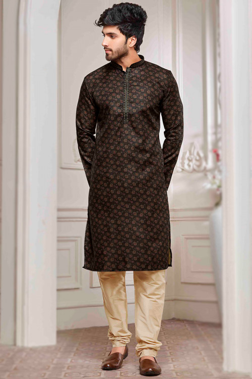 Buy Brown Printed Kurta Pajama Online for Men in USA
