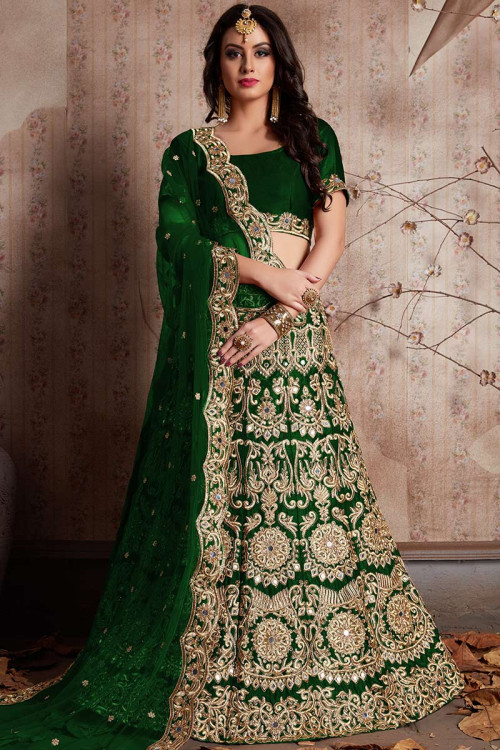 Buy Green Bridal Wear Dori Work Lehenga Choli Online for Women in Malaysia