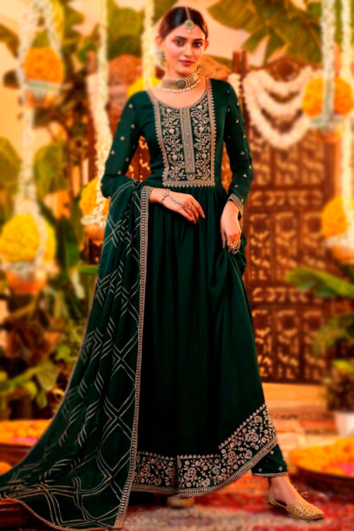 Buy Mehndi Georgette Dori Work Anarkali Suits Online for Women in USA